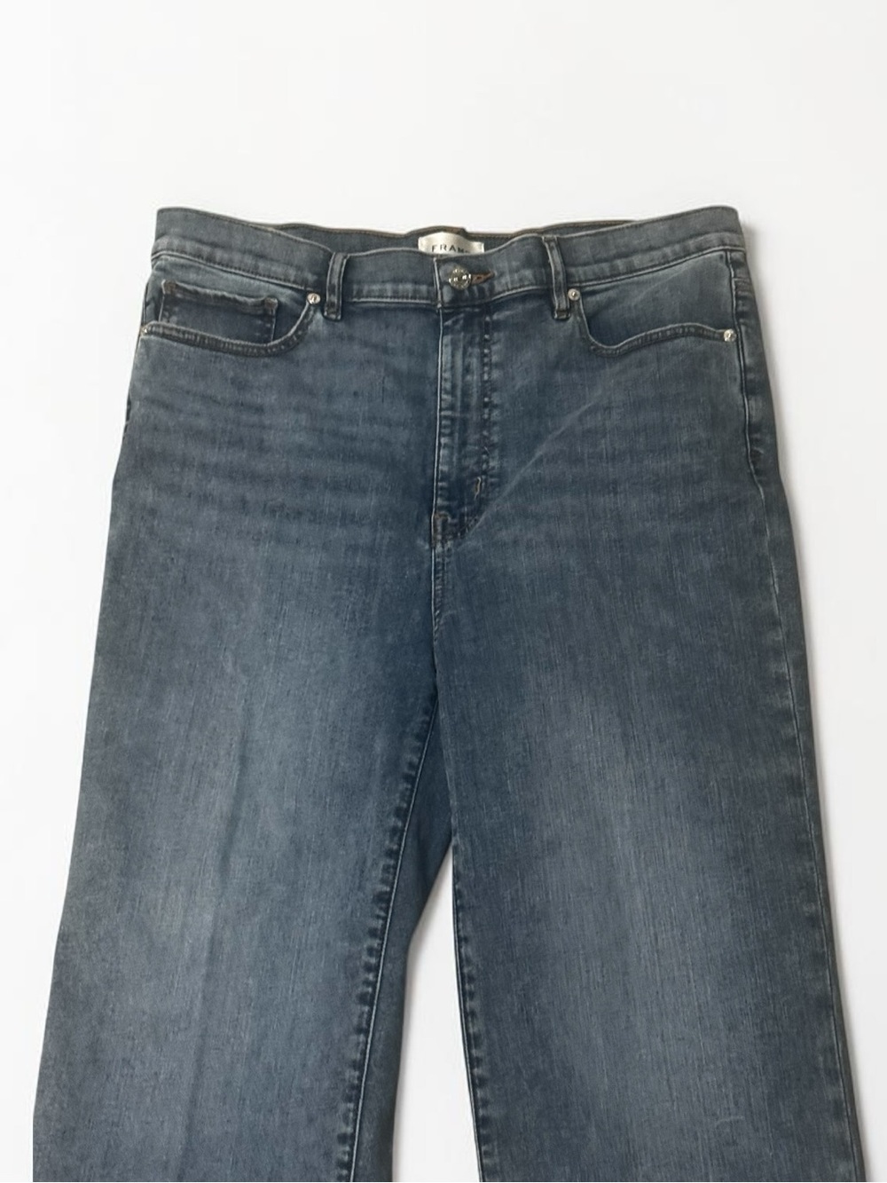 FRAME Le Sleek Straight Denim Jeans Ankle Cropped High-Rise Light Blue 32 Crop - Picture 5 of 8